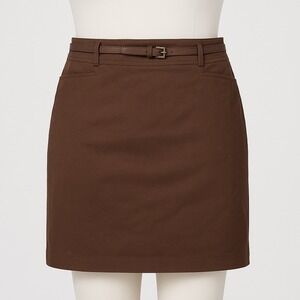 Lauren Ralph Lauren Y2K Belted Pencil Skirt Brown Plus Size 18W Preppy Office
